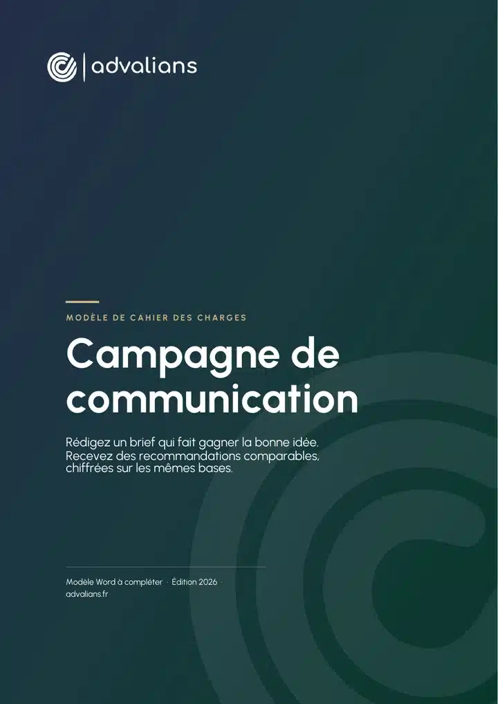 Couverture du modèle de cahier des charges : Campagne de communication